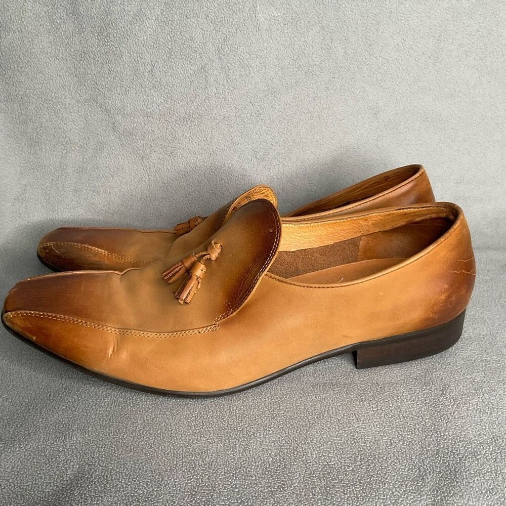 Garrucci Italian Leather Mens‎ 10 Dress Shoes Patina Burnished  Penny Loafers